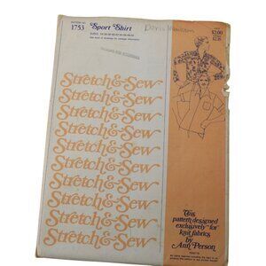 UNCUT Stretch & Sew Pattern 1753 Mens Sport Shirt Vintage 1976 93740